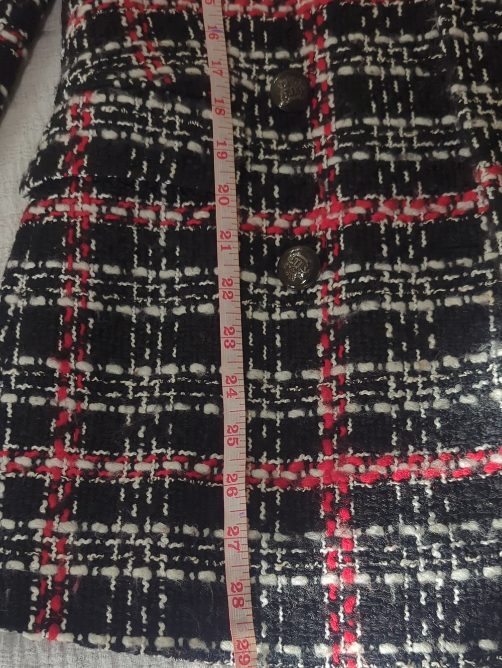 Massimo Dutti Women's Black and Red Plaid Coat - Picture 9 of 13